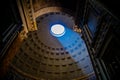 A column of light through a round hole in the dome. Pantheon. Royalty Free Stock Photo