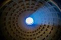 A column of light through a round hole in the dome. Pantheon. Royalty Free Stock Photo