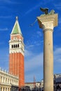 Column of Lion of Venice and campanile, Venice