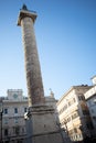 Column of Marcus Aurelius a in Piazza Colonna. Rome, Italy Royalty Free Stock Photo