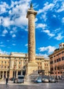 The Column of Marcus Aurelius in Piazza Colonna, Rome, Italy Royalty Free Stock Photo