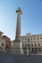 The Column of Marcus Aurelius in Piazza Colonna, Rome, Italy. Royalty Free Stock Photo