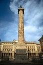 Column of Marcus Aurelius in Piazza Colonna against Blue Cloudy Sky - Rome, Italy Royalty Free Stock Photo