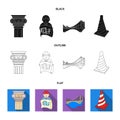 Column, master with drawing, bridge, index cone. Architecture set collection icons in black,flat,outline style vector Royalty Free Stock Photo