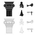 Column, master with drawing, bridge, index cone. Architecture set collection icons in black,outline style vector symbol Royalty Free Stock Photo