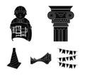 Column, master with drawing, bridge, index cone. Architecture set collection icons in black style vector symbol stock Royalty Free Stock Photo