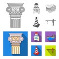 Column, master with drawing, bridge, index cone. Architecture set collection icons in monochrome,flat style vector