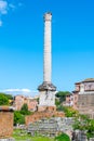 Column of Phocas in Roman Forum archeological site, Rome, Italy Royalty Free Stock Photo