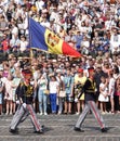 A column of Romanian soldiers at the celebration of 30 years of independence of Ukraine