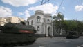 The column of Russian self-propelled howitzers Coalition-SV