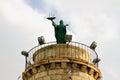 Column with Saint Fermina statue. Civitavecchia, Italy