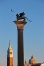 Column of San Marco, as a lion, Venice, Italy. Royalty Free Stock Photo