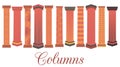 Column set. Doric, Roman style. The set of columns with a pattern. Vector.