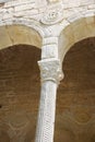 Column and shield in Santa Maria del Naranco Royalty Free Stock Photo