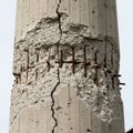 Column with significant damage and exposed rusty reinforcing Royalty Free Stock Photo