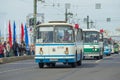 Column of Soviet Lviv buses LAZ