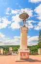 Column with a statue of Saint Agatha to the church. Liskiava. Lithuania