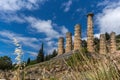 Column in The Temple of Apollo in Ancient Greek archaeological site of Delphi, Greece Royalty Free Stock Photo