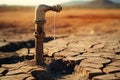 Column with a thin trickle of water in the desert