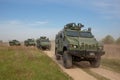 A column of vehicles at the demonstration Royalty Free Stock Photo