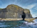 Columns of jointed volcanic basalt rocks on the island of Staffa in the Inner Hebrides, Scotland Royalty Free Stock Photo