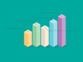 Columnar vector business chart. Growth indicators schedule template. Color data columns