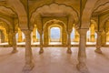 Columned hall of Amber Fort in Jaipur, India Royalty Free Stock Photo