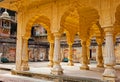 Columned hall of Amber fort. Jaipur, Rajasthan, India Royalty Free Stock Photo