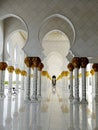 The columns of Abu Dhabi Sheikh Zayed Binsultan Nahyan Mosque Royalty Free Stock Photo