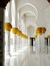 The columns of Abu Dhabi Sheikh Zayed Binsultan Nahyan Mosque Royalty Free Stock Photo