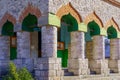 Columns of an ancient building of classical architecture. Background with copy space