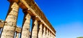 Columns ancient greek temple, Segesta, Sicily, Italy Royalty Free Stock Photo