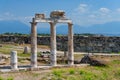 Columns of the ancient gymnasium in the antique city of Hierapolis, Pamukkale, Turkey Royalty Free Stock Photo