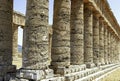 Columns of the ancient ruins of the greek temple of Segesta in Sicily Royalty Free Stock Photo