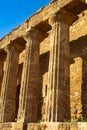 Columns of the ancient ruins of the greek temple of Segesta in Sicily, Italy. Royalty Free Stock Photo