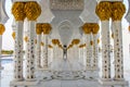 Columns and arabesques of Sheikh Zayed Grand Mosque in Abu Dhabi