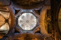 Columns and arches inside Barcelona gothic Cathedral Royalty Free Stock Photo