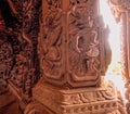Columns base architectural detailing of Sanctuary of truth Pattaya Royalty Free Stock Photo