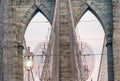 Columns of Brooklyn Bridge detail, New York City Royalty Free Stock Photo