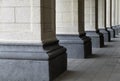 The columns of the building are lined up. Urban architecture