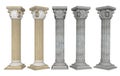 Columns with Capital from different angles on white background Royalty Free Stock Photo
