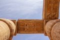 Columns with color hieroglyphs in Karnak temple. Egypt