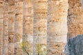 Columns of the Doric temple of Segesta in warm evening light, Sicily, Italy