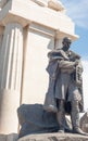 IstvÃÂ¡n Tisza statue in Budapest, Hungary, WW I era figure stands between columns.