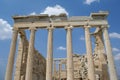 The columns of the Erechtheion in the Acropolis of Athens, Greece Royalty Free Stock Photo