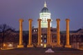 Columns in front of University of Missouri building in Columbia Royalty Free Stock Photo