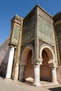 Columns of Gate Bab El Mansour in Meknes, Morocco Royalty Free Stock Photo