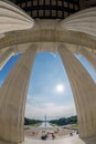 Columns and George Washington Memorial in background, from Abraham Lincoln Memorial Royalty Free Stock Photo