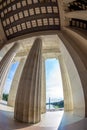 Columns and George Washington Memorial in background, from Abraham Lincoln Memorial Royalty Free Stock Photo