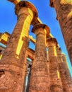 Columns in the Great Hypostyle Hall, Karnak temple Royalty Free Stock Photo